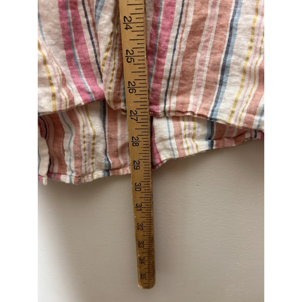 Lands End Womens Linen Top Size 2X 20W-22W Womens Button Front Roll Tab Sleeve - Picture 7 of 9
